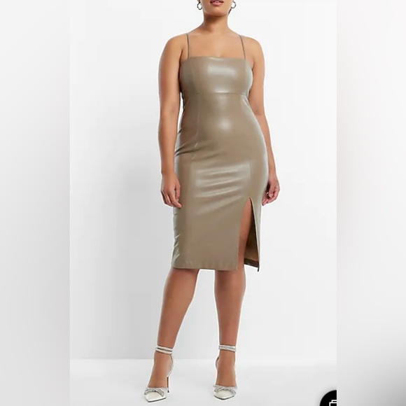 Express Dresses & Skirts - Express Body Contour Faux Leather Cami Midi Dress